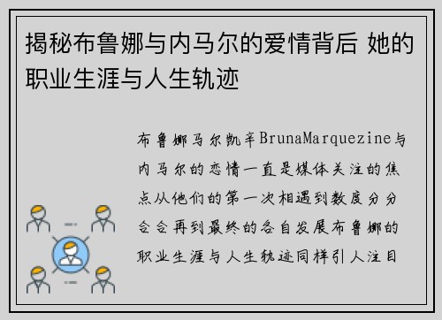 揭秘布鲁娜与内马尔的爱情背后 她的职业生涯与人生轨迹 揭秘布鲁娜与内马尔的爱情背后 她的职业生涯与人生轨迹